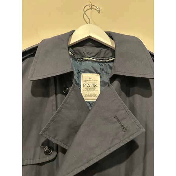 Defense Logistic Agency Size Large "Perfect Fit" Trench Coat Navy Blue Military - Picture 5 of 12
